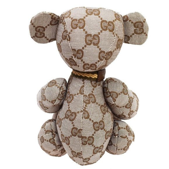 Authentic GUCCI GG Pattern Teddy Bear Bear Bag Plush Doll Stuffed Toy Brown Ital - Picture 2 of 10